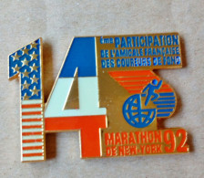 Pin's Athlétisme Marathon De New-York 92 14 Eme De L'Amicale Française Des Coureurs De Fond - Atletismo