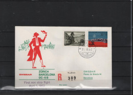 Schweiz Air Mail FFC  31.3.1962 Zürich - Barcelona - Eerste Vluchten