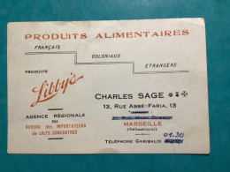13/ Charles Sages Marseille Produits Alimentaires Libbys.français.coloniaux.étrangers - Visitenkarten