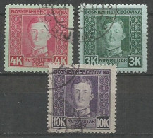Bosnia Bosnien K.u.K. Austria Hungary Mi.139, 140 & 141 All The 3 Key Stamps Of The Set Used 1917 - Bosnie-Herzegovine