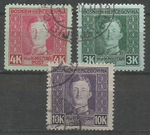 Bosnia Bosnien K.u.K. Austria Hungary Mi.139, 140 & 141 All The 3 Key Stamps Of The Set Used 1917 - Bosnia Herzegovina