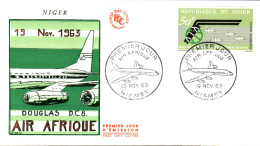 NIGER FDC 1963 DC 8 D'AIR AFRIQUE - Níger (1960-...)