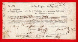 ALIENATION DOMAINES NATIONAUX - LOI DU 26 VENDEMIAIRE AN 7 (17 OCTOBRE 1798) - 3e OBLIGATION - TRES RARE (R4) - A VOIR ! - Assignats & Mandats Territoriaux