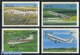 Nevis 1998 Aircraft 4v, Mint NH, Transport - Aircraft & Aviation - Flugzeuge