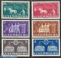 Luxemburg 1951 For One Europe 6v, Mint NH, History - Nature - Science - Various - Europa Hang-on Issues - Horses - Wei.. - Ongebruikt