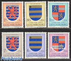 Luxemburg 1957 Caritas, Coat Of Arms 6v, Mint NH, History - Religion - Coat Of Arms - Christmas - Ongebruikt