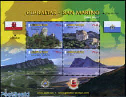 Gibraltar 2010 Joint Issue San Marino S/s, Mint NH, Various - Joint Issues - Art - Castles & Fortifications - Emissioni Congiunte