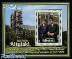 Aitutaki 1986 Andrew & Sarah Wedding S/s, Mint NH, History - Kings & Queens (Royalty) - Königshäuser, Adel