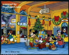 Saint Vincent 1988 Christmas, Disney S/s, Mint NH, Transport - Railways - Art - Disney - Trenes
