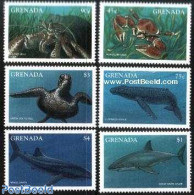 Grenada 1997 Marine Life 6v, Mint NH, Nature - Fish - Shells & Crustaceans - Turtles - Sharks - Crabs And Lobsters - Vissen