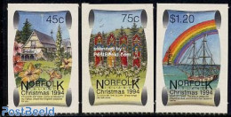 Norfolk Island 1994 Christmas 3v S-a, Mint NH, Religion - Transport - Christmas - Ships And Boats - Weihnachten