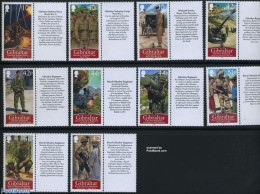 Gibraltar 2008 Royal Gibraltar Regiment 10v+tabs, Mint NH, History - Various - Militarism - World War II - Uniforms - .. - Militares