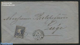Netherlands 1871 Letter From Maastricht To Liege With 5c Stamps (= Border Rate, Grenstarief), Postal History - Cartas & Documentos