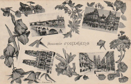 ZA 8-(45) SOUVENIR D' ORLEANS  - CARTE FANTAISIE MULTIVUES ET DECOR FLORAL - 2 SCANS - Orleans