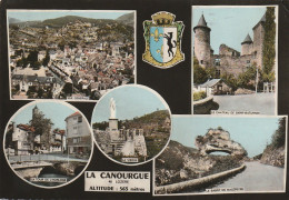 ZA 10-(48) LA CANOURGUE  - CARTE MULTIVUES COULEURS : VUE GENERALE , LE CHATEAU DE ST SATURNIN ...- 2 SCANS - Sonstige & Ohne Zuordnung