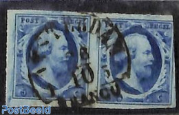 Netherlands 1852 5c, Pair, AMSTERDAM-B, Used Stamps - Usati