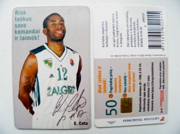 Chip Phone Card From Lithuania Basketball Player Zalgiris Kaunas Team Cota - Lithuania