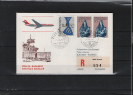 Schweiz Air Mail Swissair  FFC  4.6.1967 Zürich - Bukarest - Eerste Vluchten