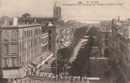 ZA 15- TUNIS ( TUNISIE ) - PERSPECTIVE  AVENUES DE FRANCE ET JULES FERRY - COMMERCE " A LA VILLE DE LIMOGES " - 2 SCANS - Tunesië