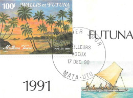 WALLIS Et FUTUNA - Meilleurs Voeux 1991  Avec Timbre - Wallis Et Futuna