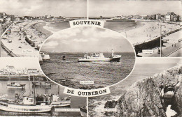 ZA 24-(56) SOUVENIR DE QUIBERON - CARTE MULTIVUES : SARDINIERS A PORT MARIA , LE BELLE ISLE , LA PLAGE ... - 2 SCANS - Quiberon