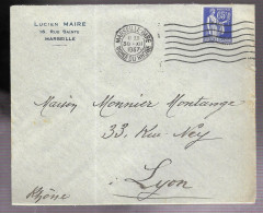 Marseille 1937. Enveloppe à En-tête Lucien Maire, Voyagée Vers Lyon - 1921-1960: Moderne