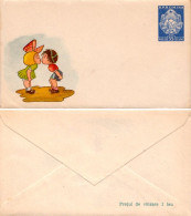 STATIONERY / ENTIER POSTAL LILLIPUTIEN ( ~ 6,5 X 10,5  CM ) - ENFANTS S'EMBRASSANT / KISSING CHILDREN ~ 1960 (an673) - Postwaardestukken