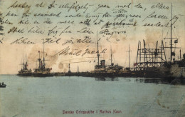 Denmark, AARHUS ÅRHUS, Danske Orlogsskibe I Havn, Danish War Ships 1909 Postcard - Danemark