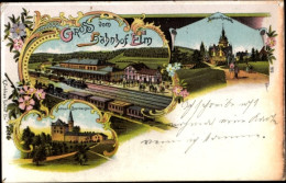 Lithographie Elm Schlüchtern In Hessen, Bahnhof, Burg Brandenstein, Schloss Ramholz - Trains