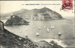 CPA Donostia San Sebastian Baskenland, Segelboote, Isla De Santa Clara, Monte Igueldo - Autres & Non Classés