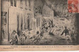 Z+ 22-(72) MAMERS - CATASTROPHE DU 7 JUIN 1904 ( INONDATION ) - LE BAS DE LA RUE DU FORT - ILLUSTRATION - 2 SCANS - Mamers