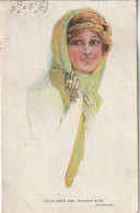 Z++ 1- " ARCH LOOKS AND LAUGHING EYES " - PORTRAIT DE FEMME RIEUSE AVEC FOULARD ET BIJOU DE TETE - ILLUSTRATEUR  - 1900-1949