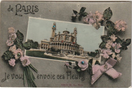 Z++ 3-(75) " DE PARIS JE VOUS ENVOIE CES FLEURS " - PALAIS DU TROCADERO - CARTE FANTAISIE AVEC BRILLANTS  - 2 SCANS - Paris (16)