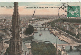 Z++ 4-(75) PARIS - PANORAMA DE LA SEINE , VUE PRISE DE NOTRE DAME - CARTE COLORISEE - 2 SCANS - Panoramic Views