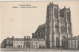 Z++ 9-(80) CORBIE - LA PLACE THIERS ET L' EGLISE - RESTAURANT DE LA PLACE THIERS - 2 SCANS - Corbie