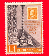 SAN MARINO - Usato - 1959 - Centenario Dei Francobolli Di Sicilia - Cattedrale Di Messina - 1 L. - Gebraucht