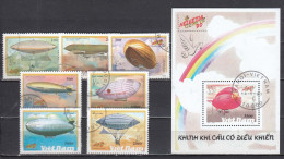 Vietnam 1990 - Zeppelins, Mi-Nr. 2241/47+Bl. 84, Dent., Used - Vietnam