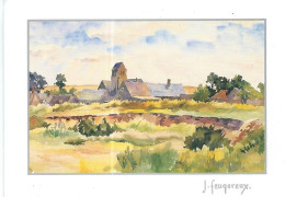 CP Arts > Peintures & Tableaux  Aquarelle De Jean Feugereux Au Village - Pittura & Quadri