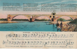 Z++ 16-(84) AVIGNON - LE PONT ST BENEZET - CHANSON ( PAROLES ET MUSIQUE ) - ENFANTS - CARTE COLORISEE  - 2 SCANS - Avignon (Palais & Pont)