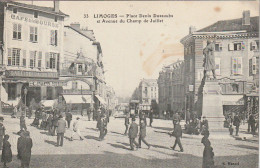 Z++ 19-(87) LIMOGES - PLACE DENIS DUSSOUBS ET AVENUE DU CHAMP DE JUILLET - ANIMATION - CAFE DE LA BOURSE  - 2 SCANS - Limoges