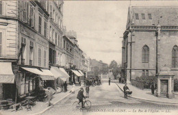 Z++ 24-(92) BOULOGNE SUR SEINE - LA RUE DE L' EGLISE - ANIMATION - CAFE TABAC - COMMERCES- 2 SCANS - Boulogne Billancourt