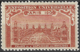 FRANCE ERINOPHILIE FAIR EXPOSITION UNIVERSELLE 1900 PARIS PALAIS L' ESPLANADE DES INVALIDES  Vignette CINDERELLA MNH** - 1900 – Pariis (France)