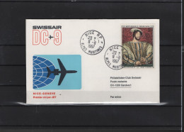 Schweiz Air Mail Swissair  FFC  6.8.1967 Nizza - Genf - Primeros Vuelos