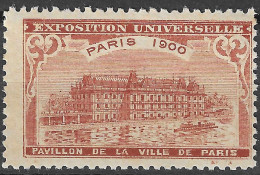 FRANCE ERINOPHILIE FAIR EXPOSITION UNIVERSELLE 1900 PARIS PAVILLON DE LA VILLE DE PARIS  Vignette CINDERELLA MNH** - 1900 – Paris (Frankreich)