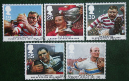 100 Years Of Rugby League Rugby Player Mi 1591-1595 1995 Used Gebruikt Oblitere ENGLAND GRANDE-BRETAGNE GB GREAT BRITAIN - Usati