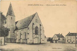 - Orne -ref-B772- Condé Sur Huisne - L Eglise Façade Ouest Et La Place - - Autres & Non Classés