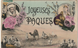 Z++ 2- " JOYEUSES PAQUES " -  SCENE DANS LE DESERT: CARAVANE - MUSICIENS ET JOUEURS ARABES - CORRESPONDANCE ALGER 1908 - Ostern