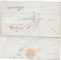 Lettre Du HAVRE 1824 P / LA ROCHELLE Verso Cachet D'arrivé PALME De LA ROCHELLE - 1801-1848: Vorläufer XIX