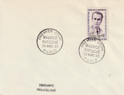 Frankrijk 1960, Enveloppe Philatelique, Maurice Ripoche (1895-1944), Resistance Fighters - Brieven En Documenten