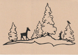 Z+ Nw 33- PAYSAGE FORESTIER AVEC FAON , ECUREUIL ET OISEAU - SILHOUETTES - Silhouette - Scissor-type